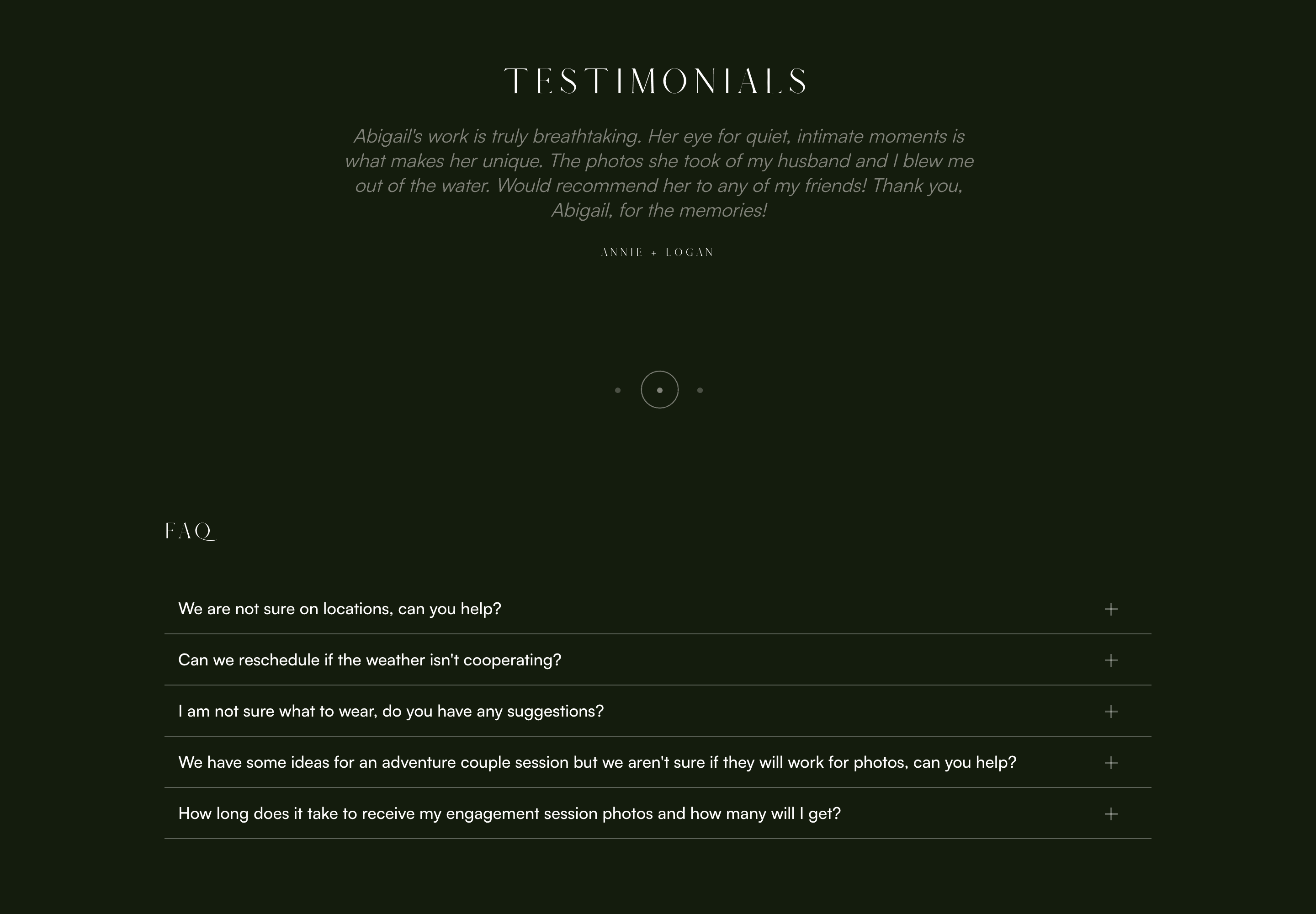 Testimonials Page